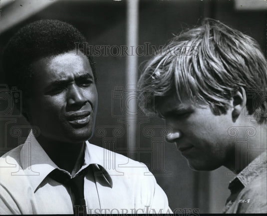 1972 Press Photo Calvin Lockhart & Jeff Bridges in Halls of Anger - Historic Images