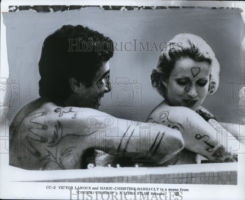 1976 Press Photo Victor Lanoux &amp; Marie Christine Barrault in Cousin, Cousine - Historic Images