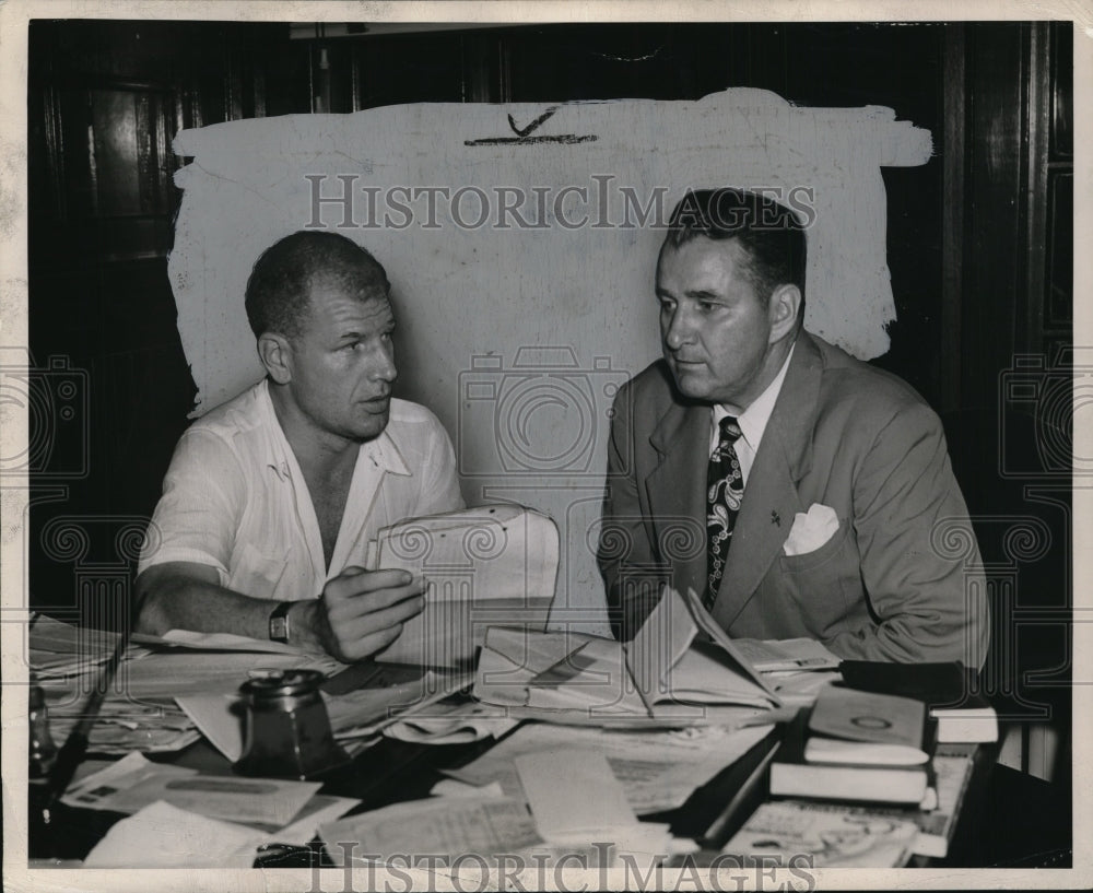 1946 Indians president Bill Veeck with Leo J. Conway - Historic Images