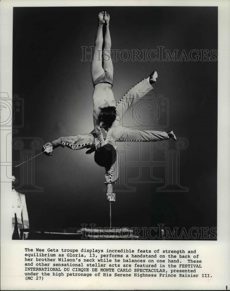 1979 Press Photo Siblings Gloria and Wilson perform at Cirque De Monte Carlo-Historic Images