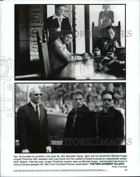 Press Photo Chow Yun-Fat with the casts of the movie The Replacement Killers-Historic Images