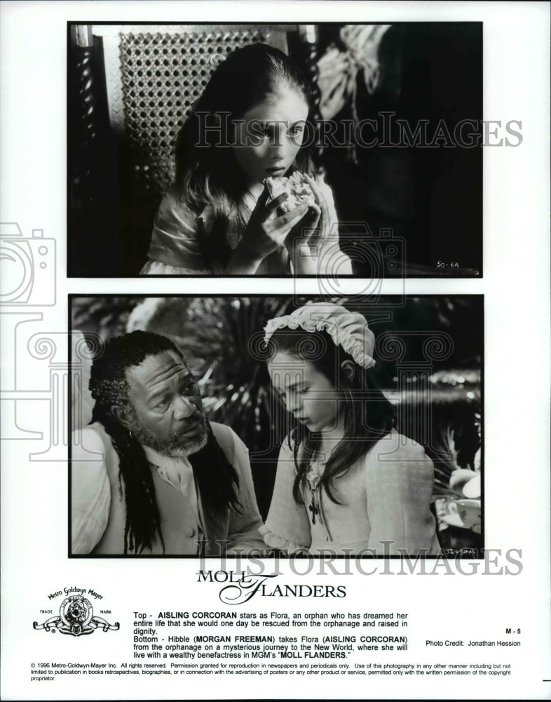 1996 Press Photo Aisling Corcoran with Morgan Freeman in the movie Moll Flanders - Historic Images