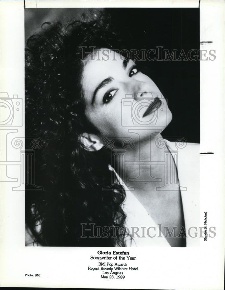 1989 Press Photo Gloria Estefan, Songwriter of the Year, BMI Pop Awards.- Historic Images