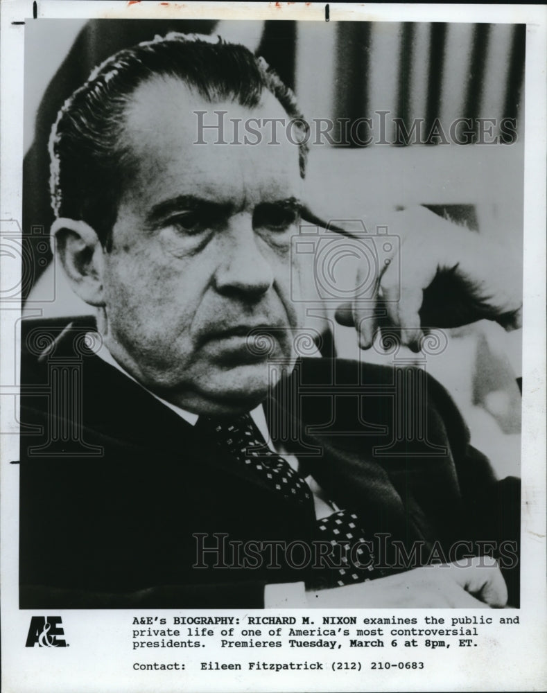 1990, Richard Nixon is profiled on Biography. - cvp84718 - Historic Images