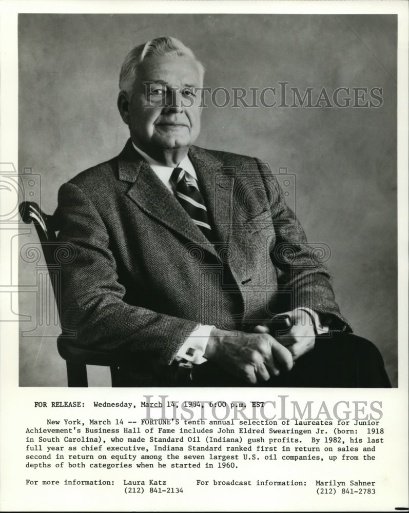 1984 John Eldred Swearingen Jr., a Business Hall of Fame laureate. - Historic Images