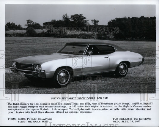 1970 Press Photo The 1971 Buick Skylark Custom Coupe - cvp85217-Historic Images