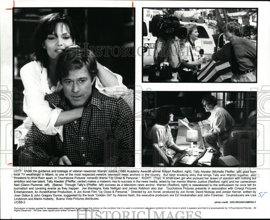 1997, Robert Redford and Michelle Pfeiffer in Up Close & Personal. - Historic Images