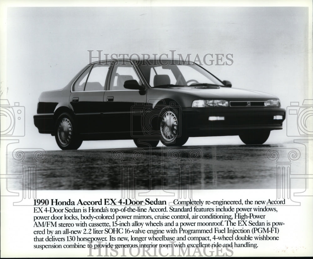 1990 Press Photo The 1990 Honda Accord EX 4-Door Sedan - Historic Images