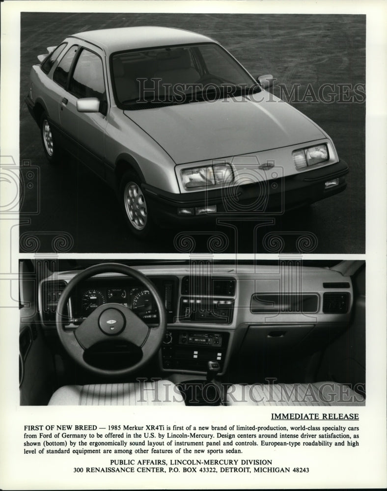 1985 Press Photo The 1985 Lincoln-Mercury Merker XR4Ti Sports Sedan - cvp85899-Historic Images