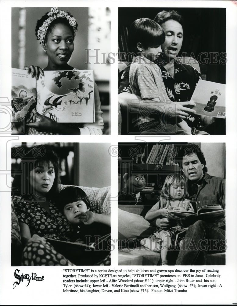 Press Photo Alfre Woodard, John Ritter and Valerie Bertinelli on Storytime. - Historic Images