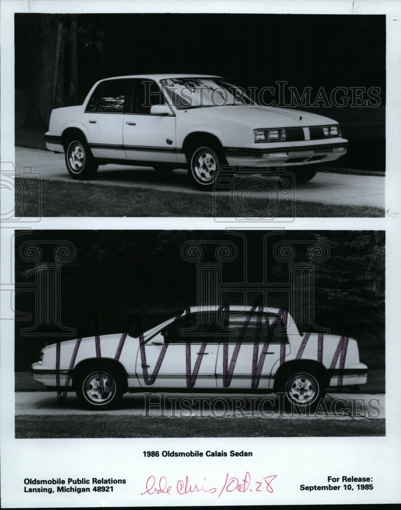 1985 Press Photo 1986 Oldsmobile Calais Supreme Sedan - cvp86128 - Historic Images
