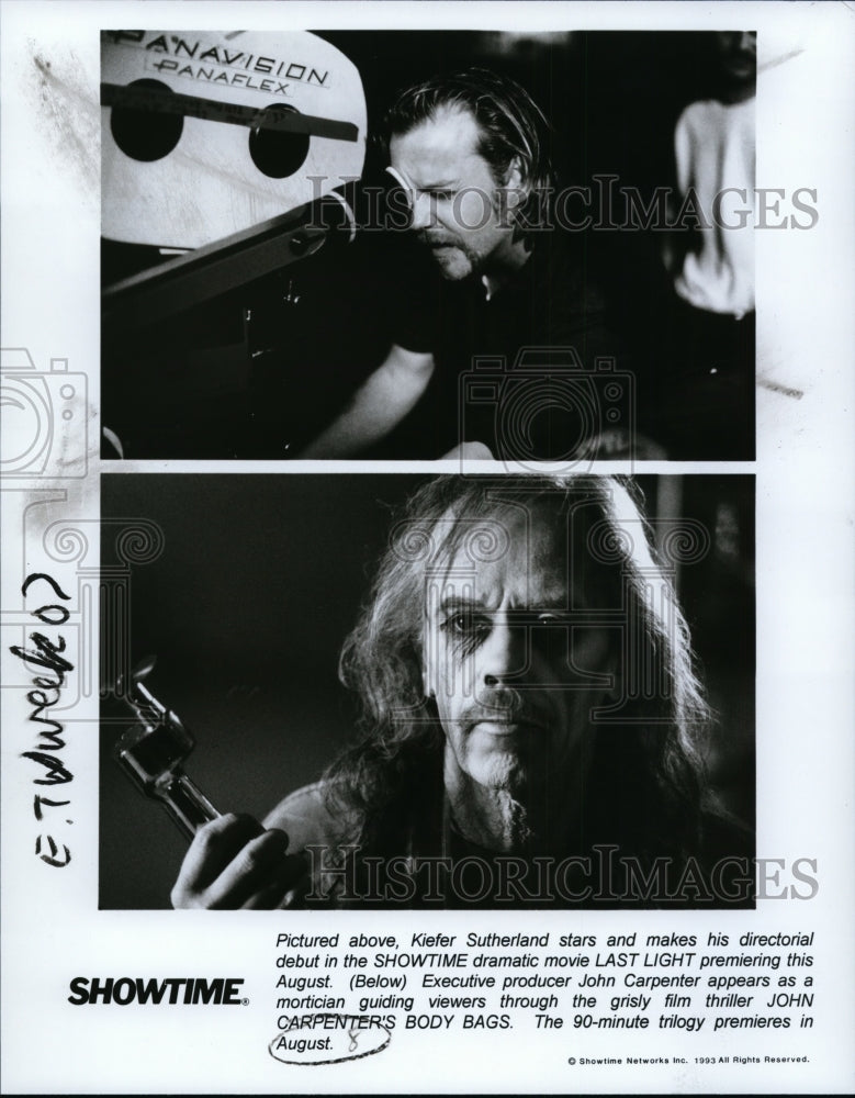 1993 Press Photo Kiefer Sutherland stars and directs &quot;Last Night&quot; for Showtime - Historic Images