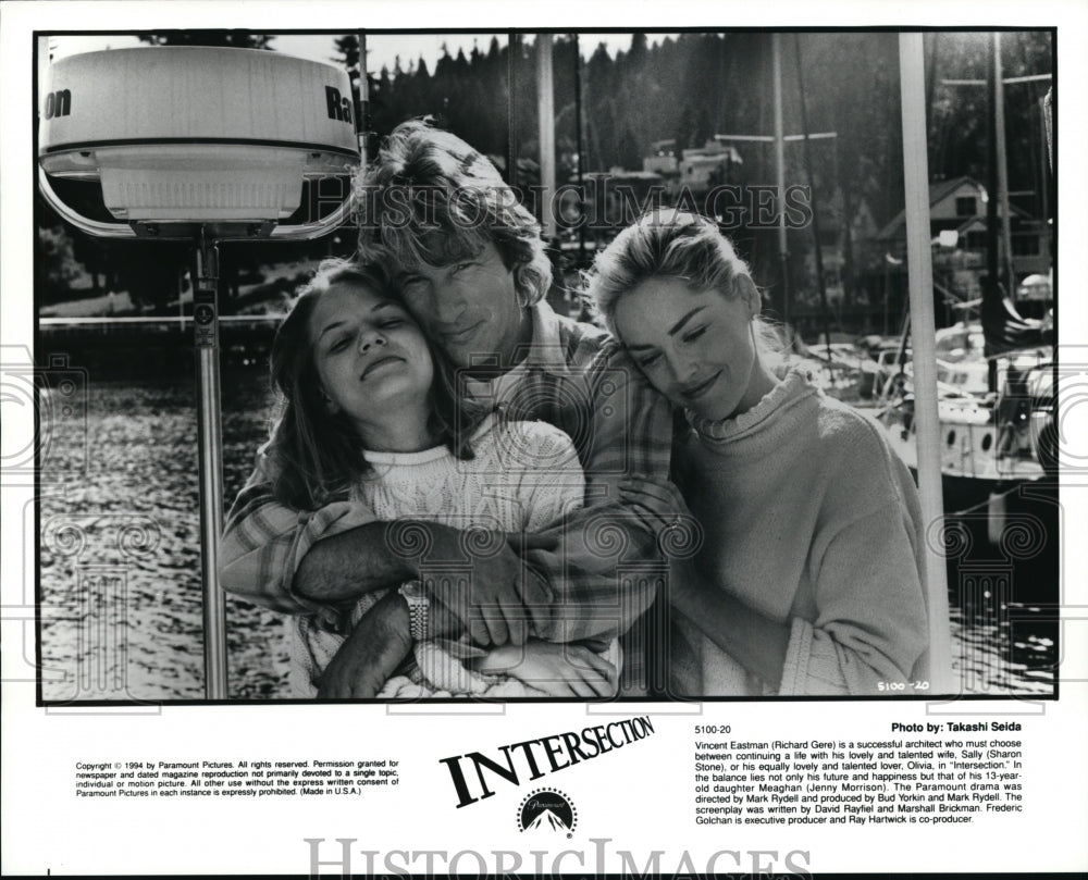 1994 Press Photo Richard Gere, Sharon Stone and Jenny Morrison in Intersection. - Historic Images