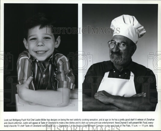 1996, Kid Chef Justin Miller and David Lletterman-Mr. Food - Historic Images