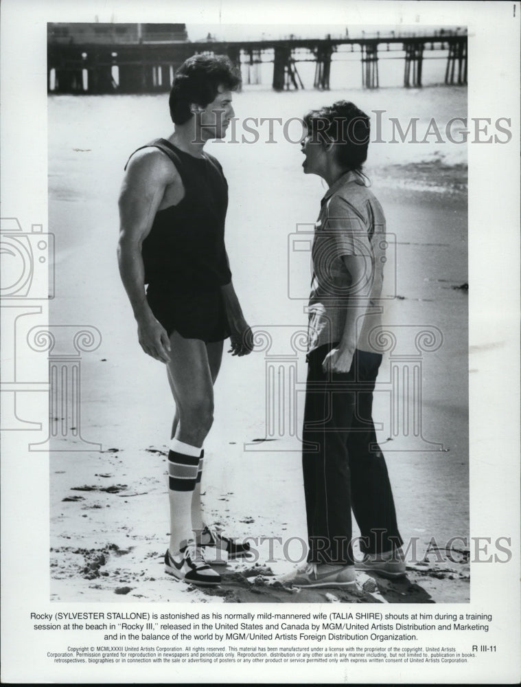 1983 Press Photo Sylvester Stallone and Talia Shire in Rocky III. - cvp87725- Historic Images