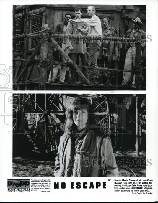 1994, Martin Campbell, Ernie Hudson & Ray Liotta on set of No Escape. - Historic Images