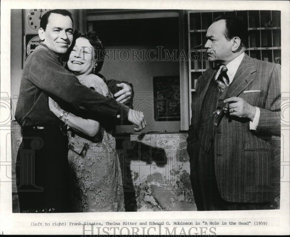 1988 Press Photo Frank Sinatra, Thelma Ritter and Edward Robinson - cvp88441 - Historic Images