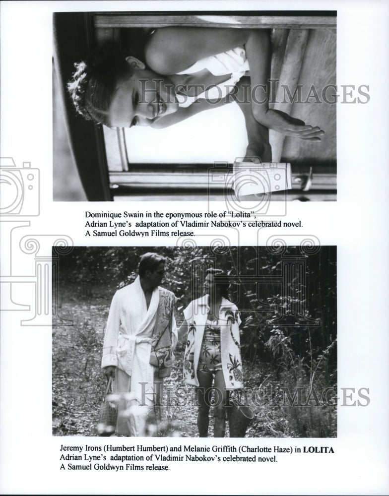Press Photo Dominique Swain, Jeremy Irons, Melanie Griffith in Lolita - Historic Images