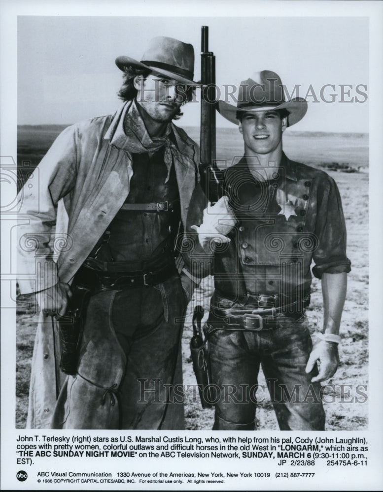 1988, John Laughlin and John T Terlesky in Longarm - cvp89594 - Historic Images