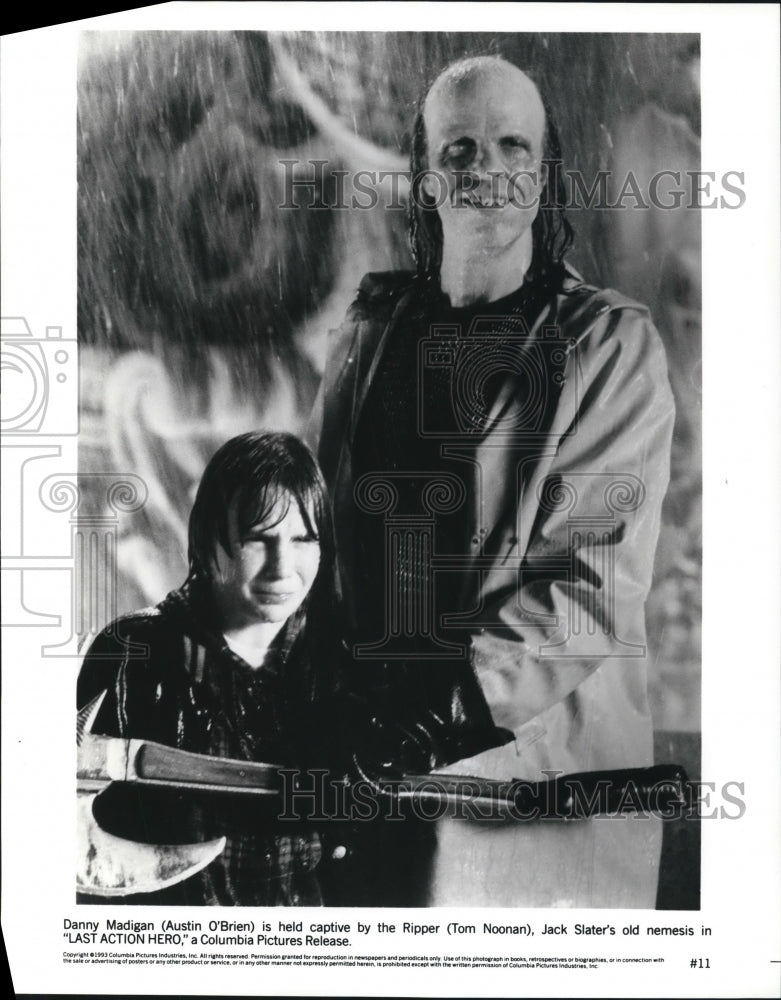 1993 Press Photo Austin O&#39;Brien,Tom Noonan star in &quot;Last Action Hero&quot; - Historic Images