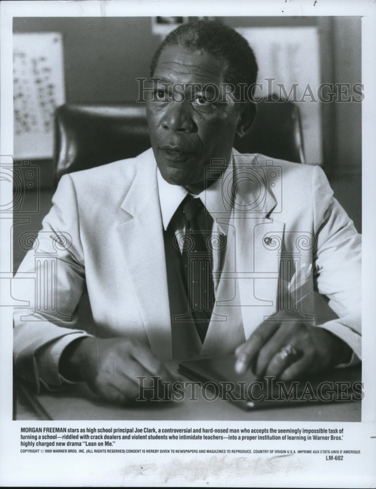 1989 Press Photo Morgan Freeman stars in "Lean On Me" - cvp89662-Historic Images