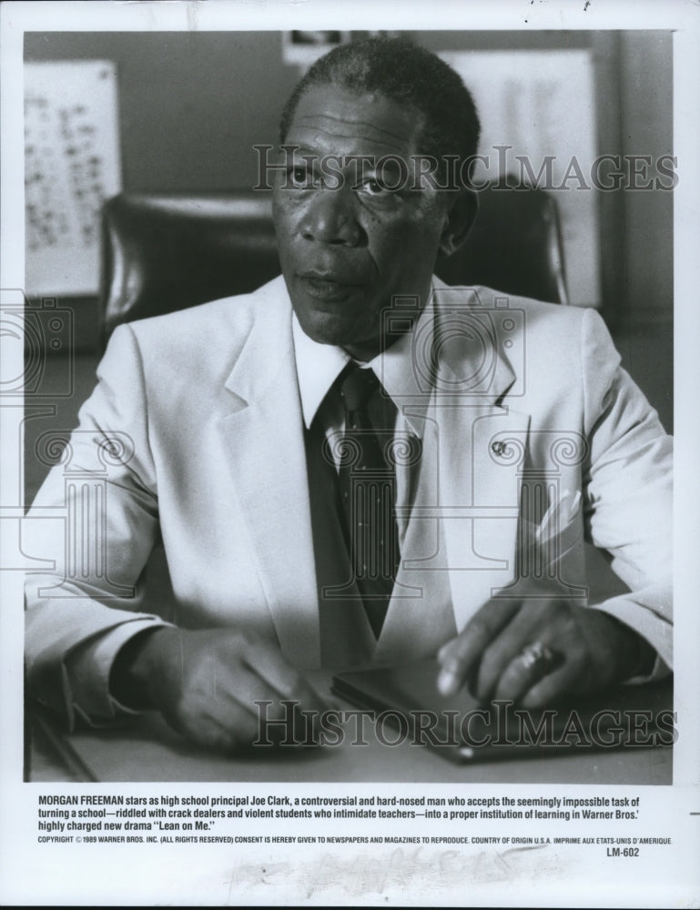 1989 Press Photo Morgan Freeman stars in "Lean On Me" - cvp89662-Historic Images