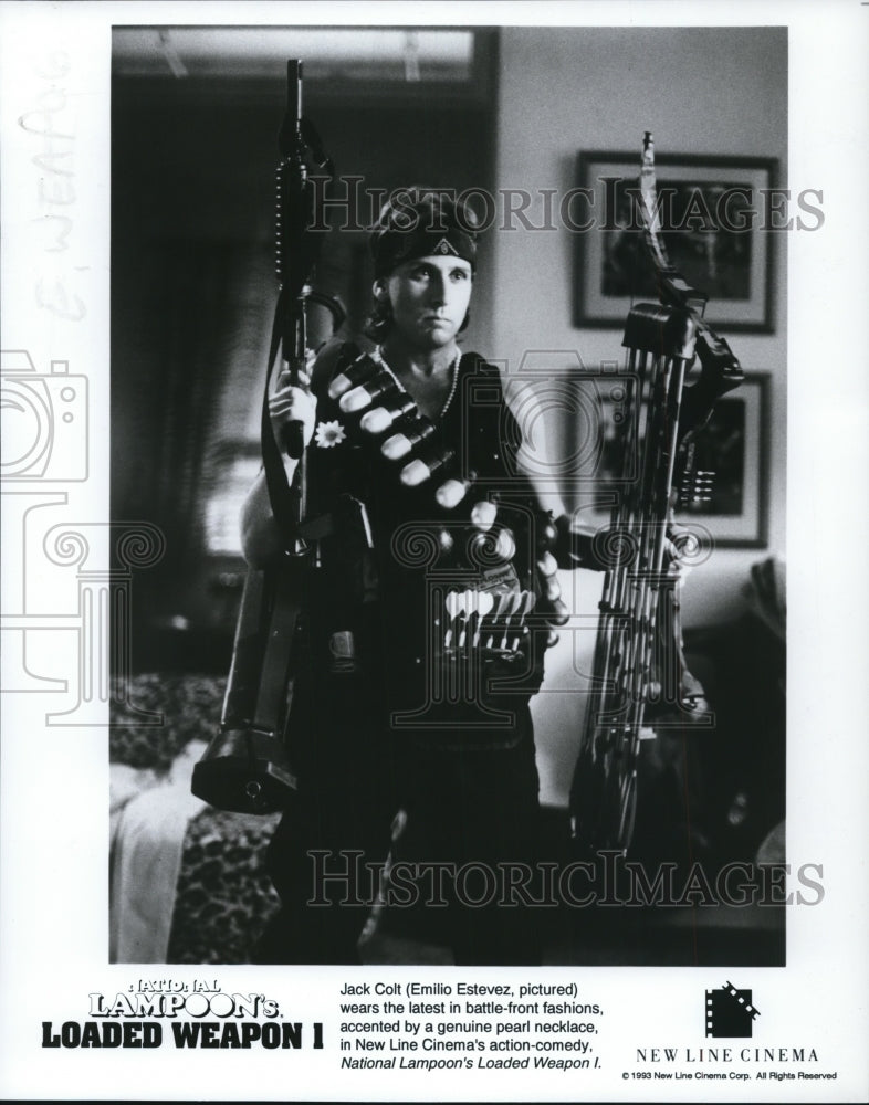 1993 Press Photo Emilio Estevez in National Lampoon's Loaded Weapon I. - Historic Images
