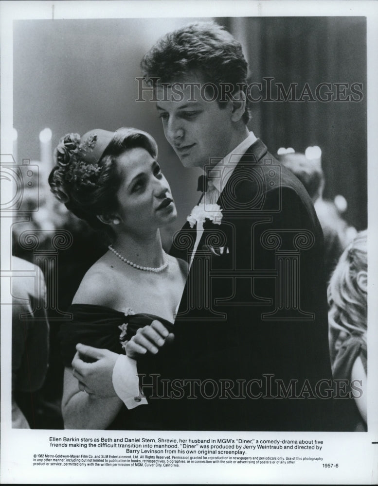 1982, Ellen Barkin and Daniel Stern in a comedy-drama "Diner" - Historic Images