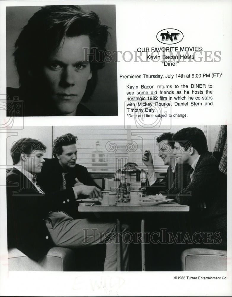 1982 Press Photo Kevin Bacon, Mickey Rourke and Daniel Stern in The Diner. - Historic Images