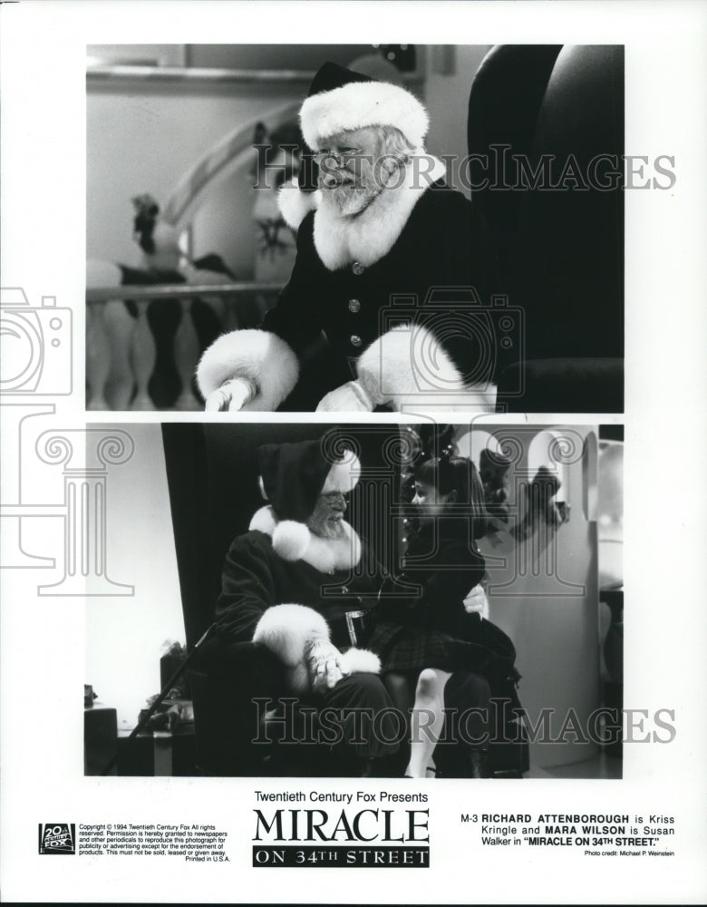 1994, Richard Attenborough and Mara Wilson in Miracle on 34th Street. - Historic Images