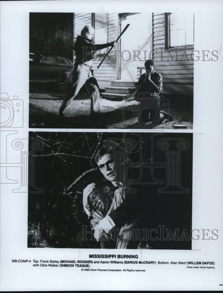 1988, Darius McCrary and Willem Dafoe in Mississippi Burning. - Historic Images