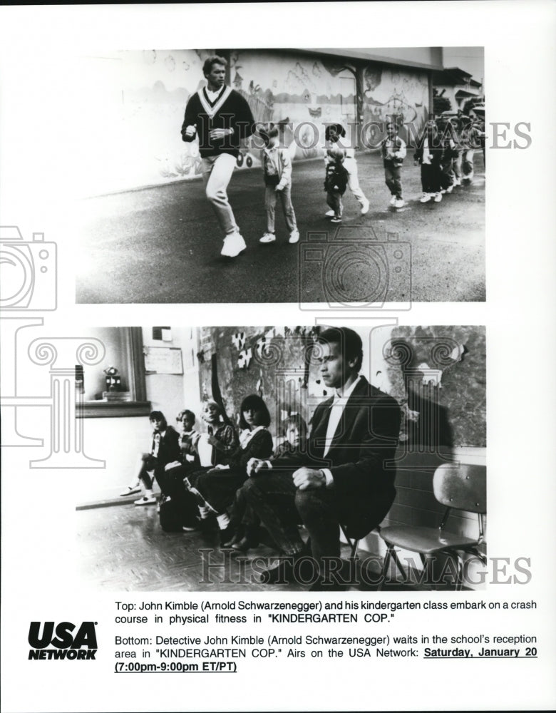 1996, Arnold Schwarzenegger stars in "Kindergarten Cop" - cvp90130 - Historic Images