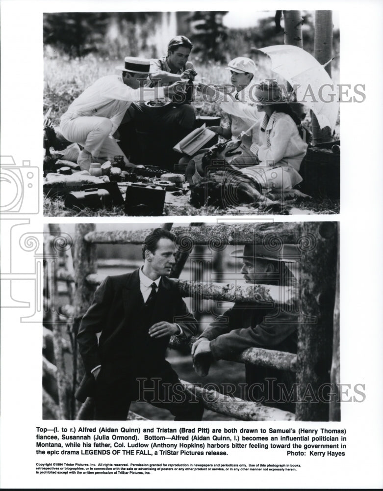 1995 Press Photo Legends of the Fall-Quinn, Thomas, Brad Pitt, J Ormond, Hopkins- Historic Images