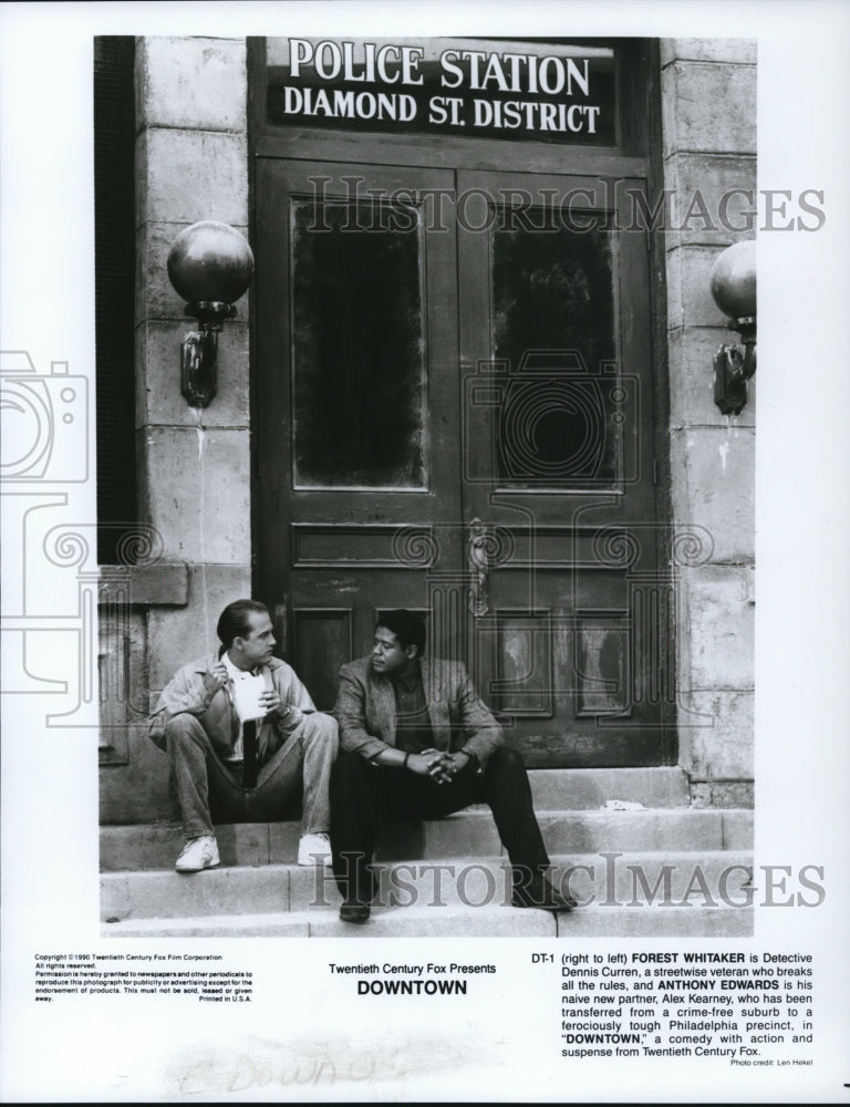1990 Press Photo Forest Whitaker and Anthony Edwards in Downtown. - cvp90191- Historic Images