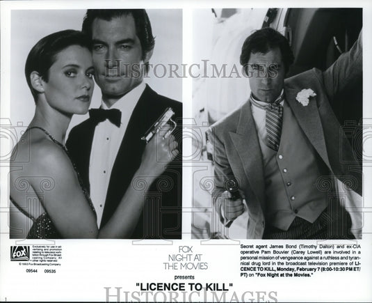 1993 Press Photo Timothy Dalton, Carey Lowell star in "Licence To Kill" - Historic Images