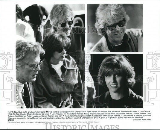 1995, Nick Nolte, Nancy Meyers and Charles Shyer in "I Love Trouble." - Historic Images