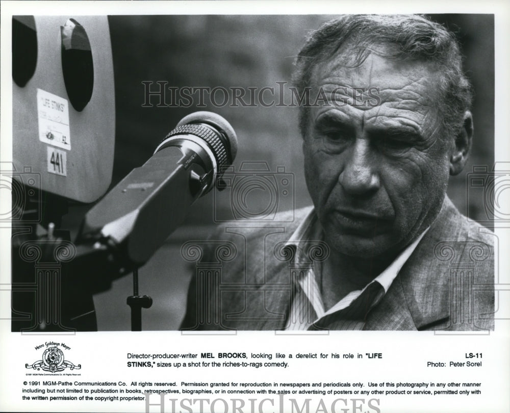 1991, Director, producer and writer Mel Brooks on set of Life Stinks. - Historic Images