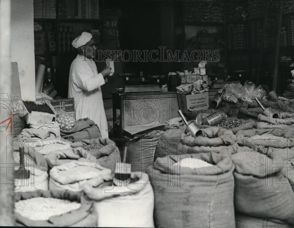 1978, Mr. Ouriagali in the daily market in Casablanca, Morocca. - Historic Images