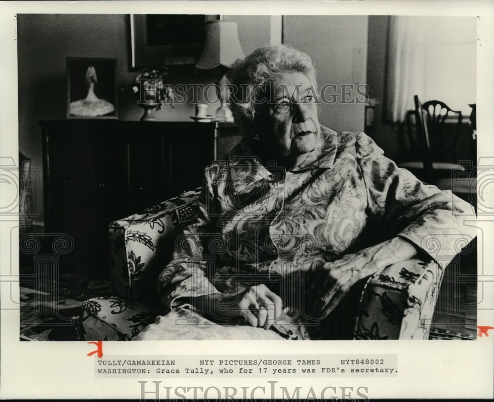 Press Photo Grace Tully, who for 17 years was Franklin Roosevelt's secretary - Historic Images