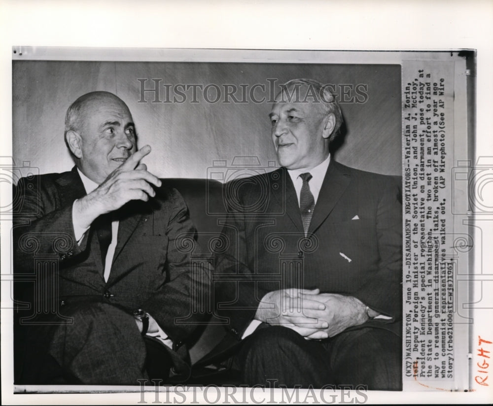 1961 Press Photo Valerian Zorin and John McCloy - cvp91190 - Historic Images