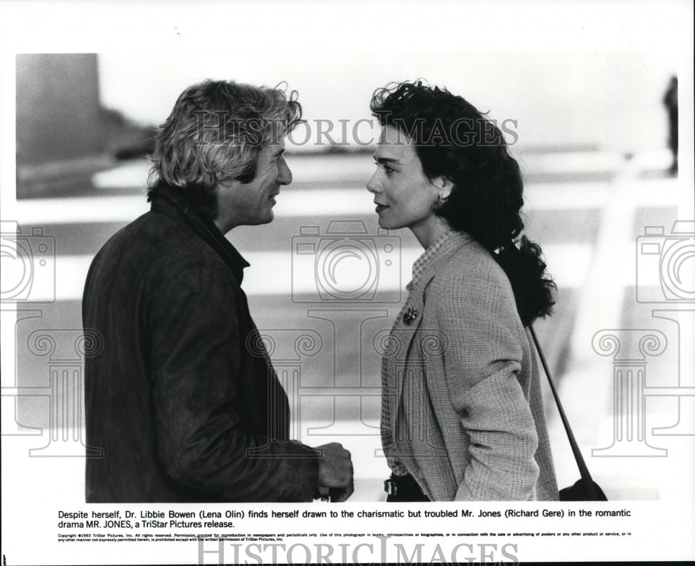 1993 Press Photo Richard Gere and Lena Olin in Mr. Jones. - cvp91304 - Historic Images