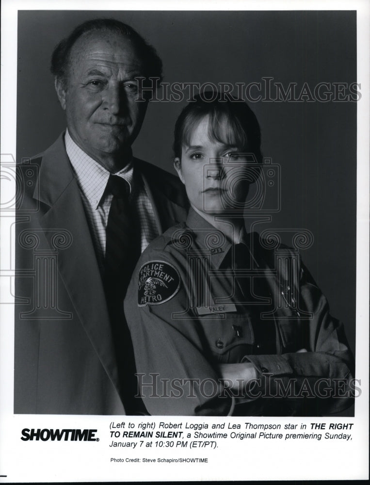 Press Photo Robert Loggia and Lea Thompson in The Right to Remain Silent. - Historic Images