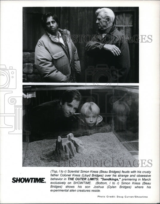 Press Photo The Outer Limits:Sandkings-Beau Bridges, Lloyd Bridges, Dylan-Historic Images