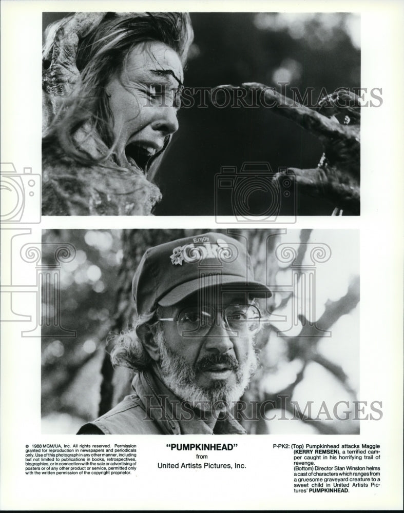 1989 Press Photo Maggie Kerry Remsen With Director Stan Winston In Pumpkinhead-Historic Images
