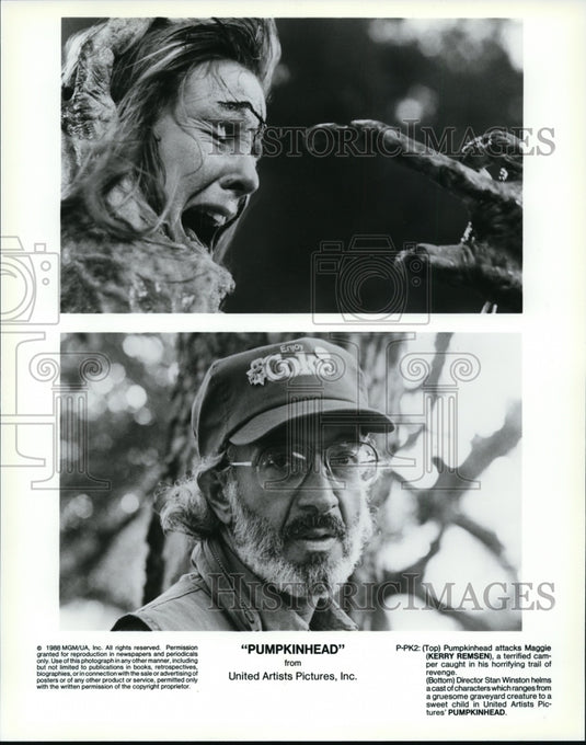 1989 Press Photo Maggie Kerry Remsen With Director Stan Winston In Pumpkinhead-Historic Images