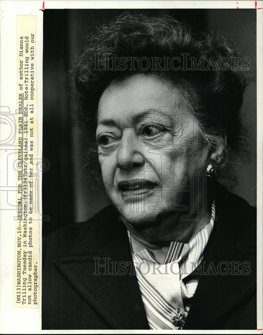 1981, Author Diana Trilling in Washington. - cvp92199 - Historic Images
