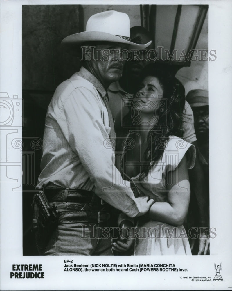 1987, Extreme Prejudice-Nick, Nolte and Maria Cochita Alonzo - Historic Images