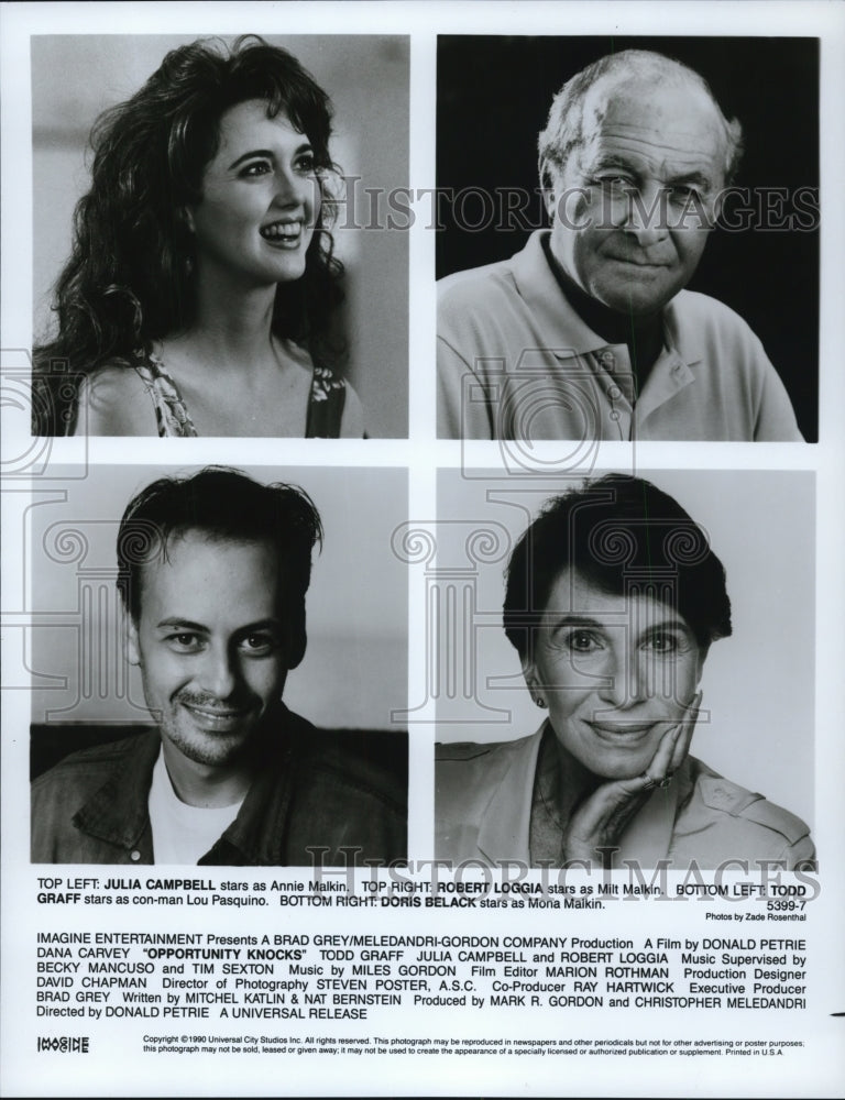 1991 Press Photo Opportunity Knocks movie-Campbell, Loggia, Graff and Belack- Historic Images