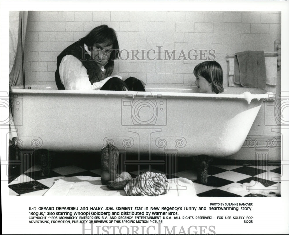1996 Press Photo Gerard Depardieu and Haley Joel Osment in Bogus. - cvp93671 - Historic Images