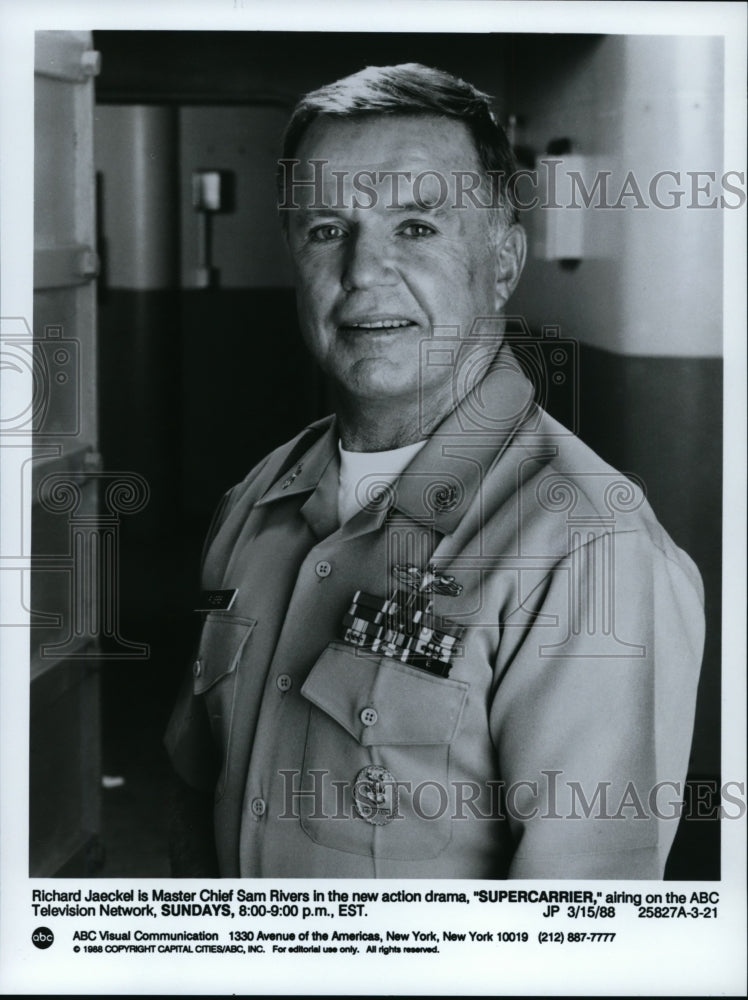 1988 Press Photo Richard Jaeckel stars in Supercarrier - cvp93993 - Historic Images